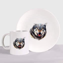 Набор: тарелка + кружка Волк
