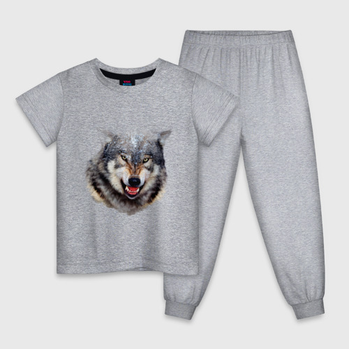 Детская пижама хлопок с принтом Волк, вид спереди #2