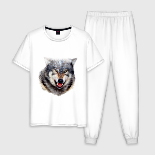 Мужская пижама хлопок Волк, цвет белый