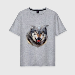Женская футболка хлопок Oversize Волк
