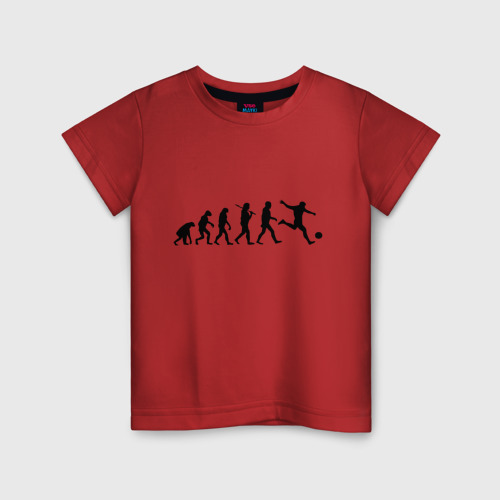 Детская футболка хлопок Футбольная эволюция, цвет красный