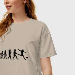 Женская футболка хлопок Oversize Футбольная эволюция - фото 2