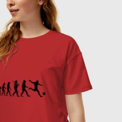 Женская футболка хлопок Oversize Футбольная эволюция - фото 2