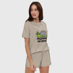 Женская пижама с шортиками хлопок Медленно но верно - фото 2
