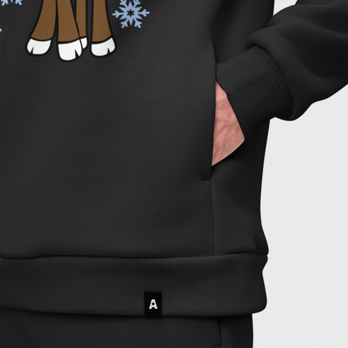Мужской костюм oversize хлопок с принтом Олень в снегу, фото #4