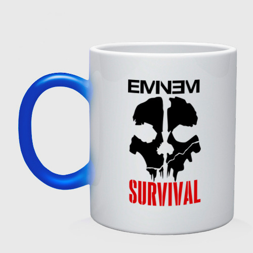 Кружка хамелеон Eminem - Survival, цвет белый + синий