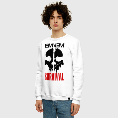 Мужской свитшот хлопок Eminem - Survival, цвет белый - фото 3