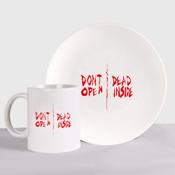 Набор: тарелка + кружка Don't open - dead inside