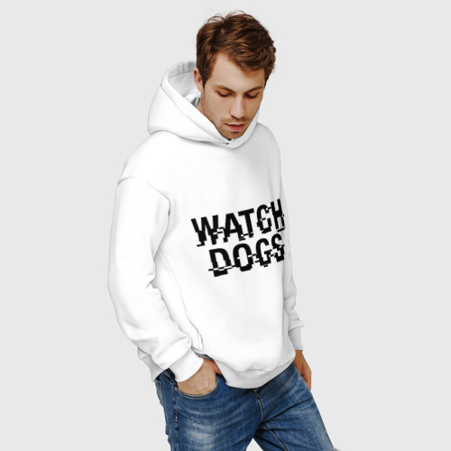 Мужское худи Oversize хлопок Watch Dogs, цвет белый - фото 7