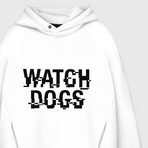 Мужское худи Oversize хлопок Watch Dogs, цвет белый - фото 4