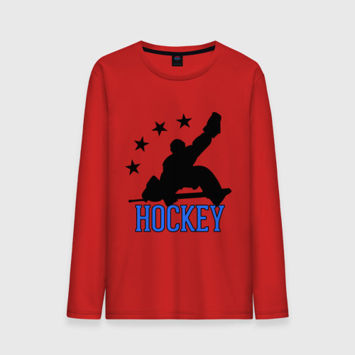 Мужской лонгслив хлопок Hockey Хоккей, цвет красный