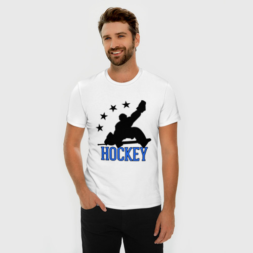 Мужская футболка хлопок Slim Hockey Хоккей, цвет белый - фото 3