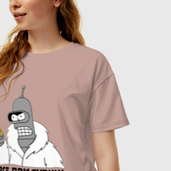 Женская футболка хлопок Oversize Бендер все придурки - фото 2