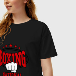 Женская футболка хлопок Oversize Boxing national team - фото 2