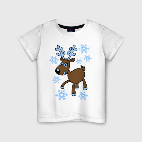 Детская футболка хлопок Олень и снег