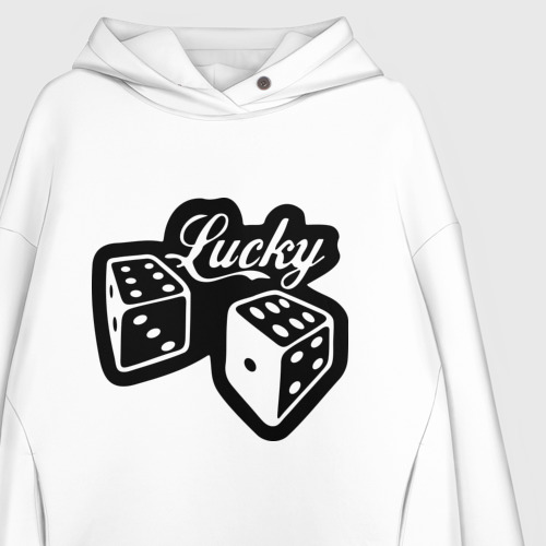 Женское худи Oversize хлопок Lucky, цвет белый - фото 3