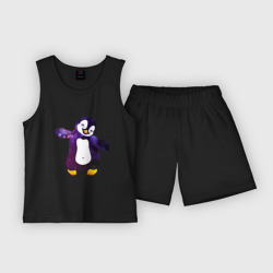 Детская пижама с шортами хлопок Пингвин просто космос