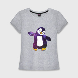 Женская футболка хлопок Slim Пингвин просто космос