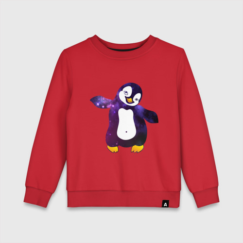 Детский свитшот хлопок Пингвин просто космос, цвет красный