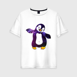 Женская футболка хлопок Oversize Пингвин просто космос