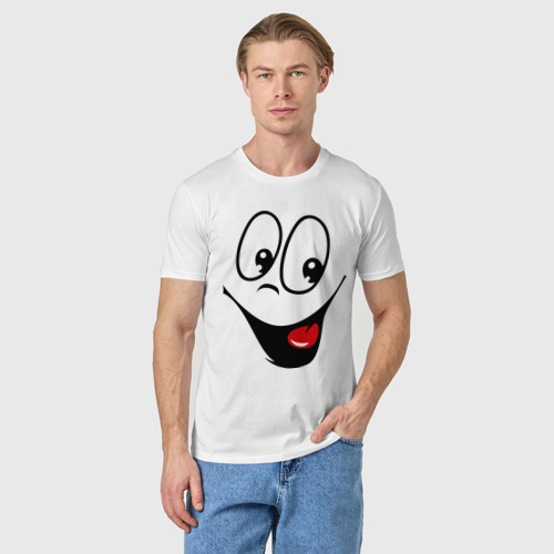Мужская футболка хлопок Заразительная улыбка, цвет белый - фото 3