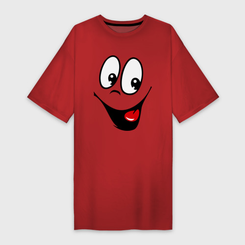 Платье-футболка хлопок Заразительная улыбка, цвет красный