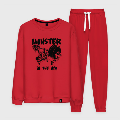 Мужской костюм хлопок Monster in the gym, цвет красный