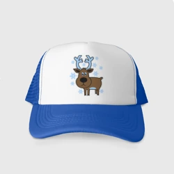 Кепка тракер с сеткой Олень и снежинки