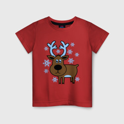 Детская футболка хлопок Олень и снежинки
