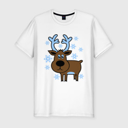 Мужская футболка хлопок Slim Олень и снежинки