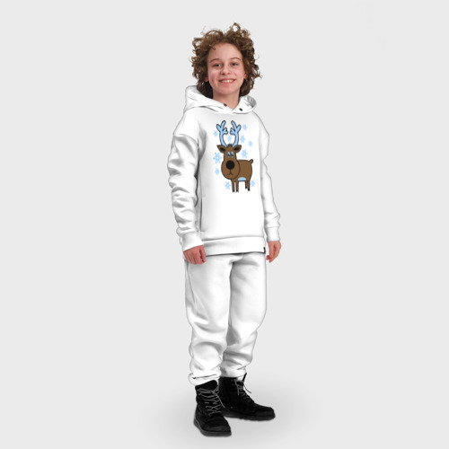 Детский костюм хлопок Oversize Олень и снежинки, цвет белый - фото 3