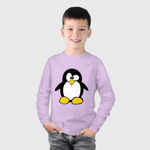Детский лонгслив хлопок Пингвин, цвет лаванда - фото 3