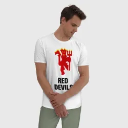 Мужская пижама с белой футболкой хлопок Red devils Manchester united - фото 2