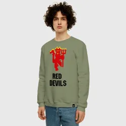 Мужской свитшот хлопок Red devils Manchester united - фото 2