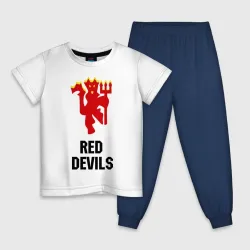 Детская пижама с белой футболкой Red devils Manchester united