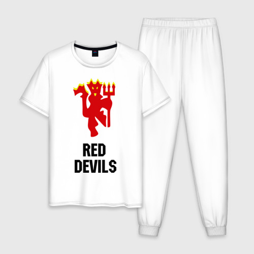 Мужская пижама хлопок Red devils Manchester united, цвет белый