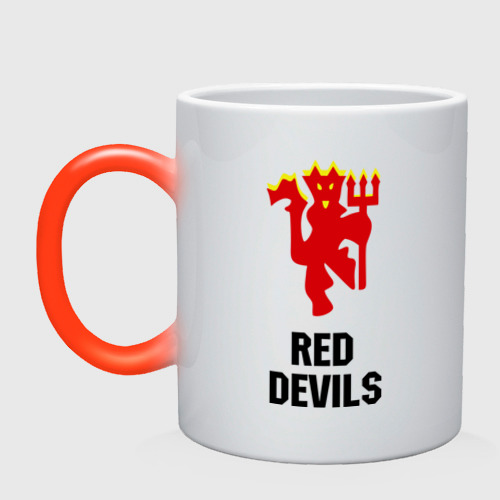 Кружка хамелеон Red devils Manchester united, цвет белый + красный