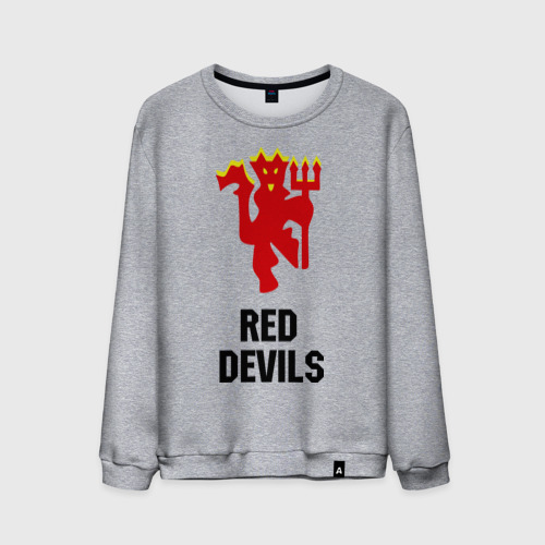 Мужской свитшот хлопок Red devils Manchester united, цвет меланж