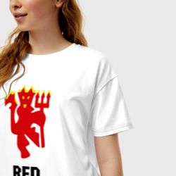Женская футболка хлопок Oversize Red devils Manchester united - фото 2
