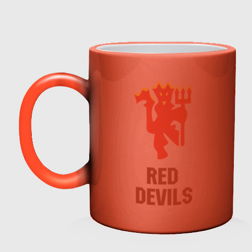 Кружка хамелеон Red devils Manchester united, цвет белый + красный - фото 3