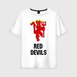 Женская футболка хлопок Oversize Red devils Manchester united