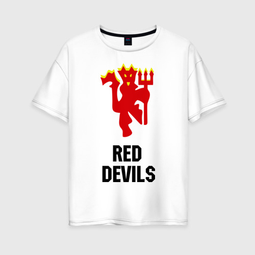 Женская футболка хлопок Oversize Red devils Manchester united, цвет белый