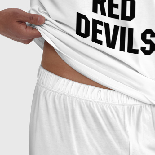 Мужская пижама хлопок Red devils Manchester united, цвет белый - фото 6