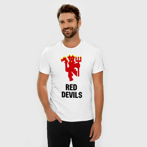 Мужская футболка хлопок Slim Red devils Manchester united - фото 3