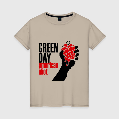 Женская футболка хлопок Green day. American idiot 1, цвет миндальный