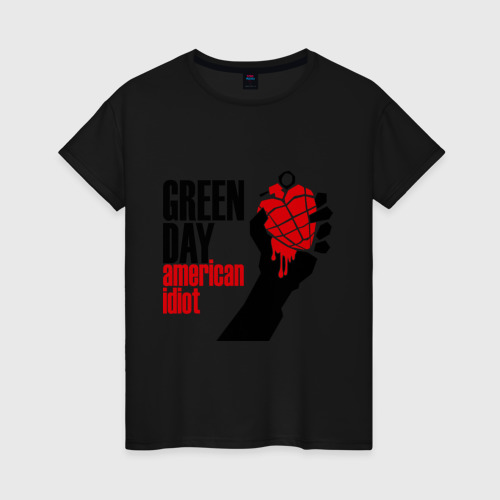 Женская футболка хлопок Green day. American idiot 1, цвет черный