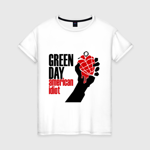Женская футболка хлопок Green day. American idiot 1, цвет белый