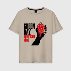 Женская футболка хлопок Oversize Green day. American idiot 1