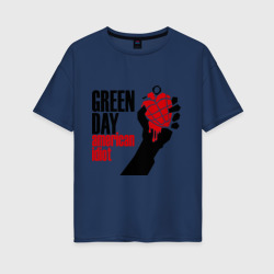 Женская футболка хлопок Oversize Green day. American idiot 1