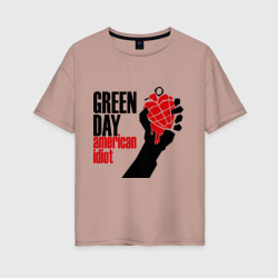 Женская футболка хлопок Oversize Green day. American idiot 1